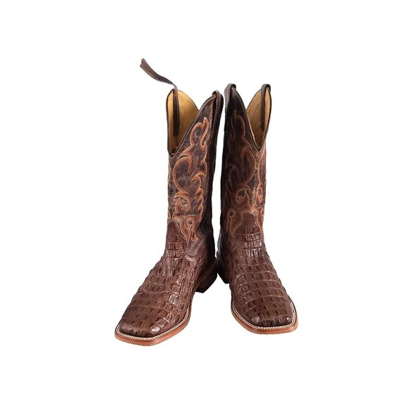 Horse Power Mens Nile Croc Print Western Boots Sq Toe Sz 10.5D Brown HP1070 FLAW main image 12